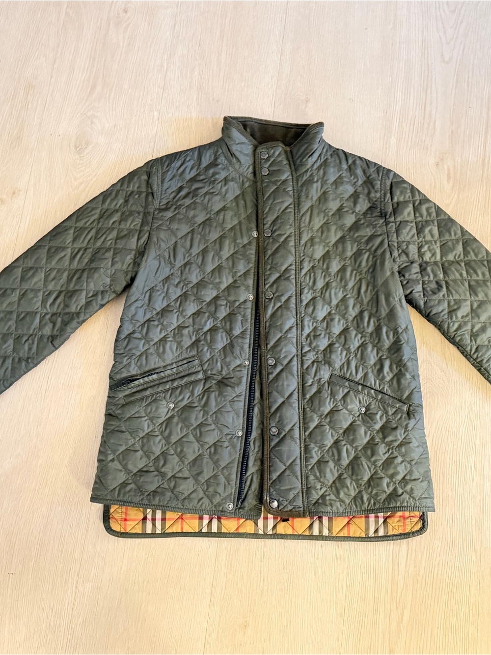 Burberry Quilted Olive Green Lightweight Jacket